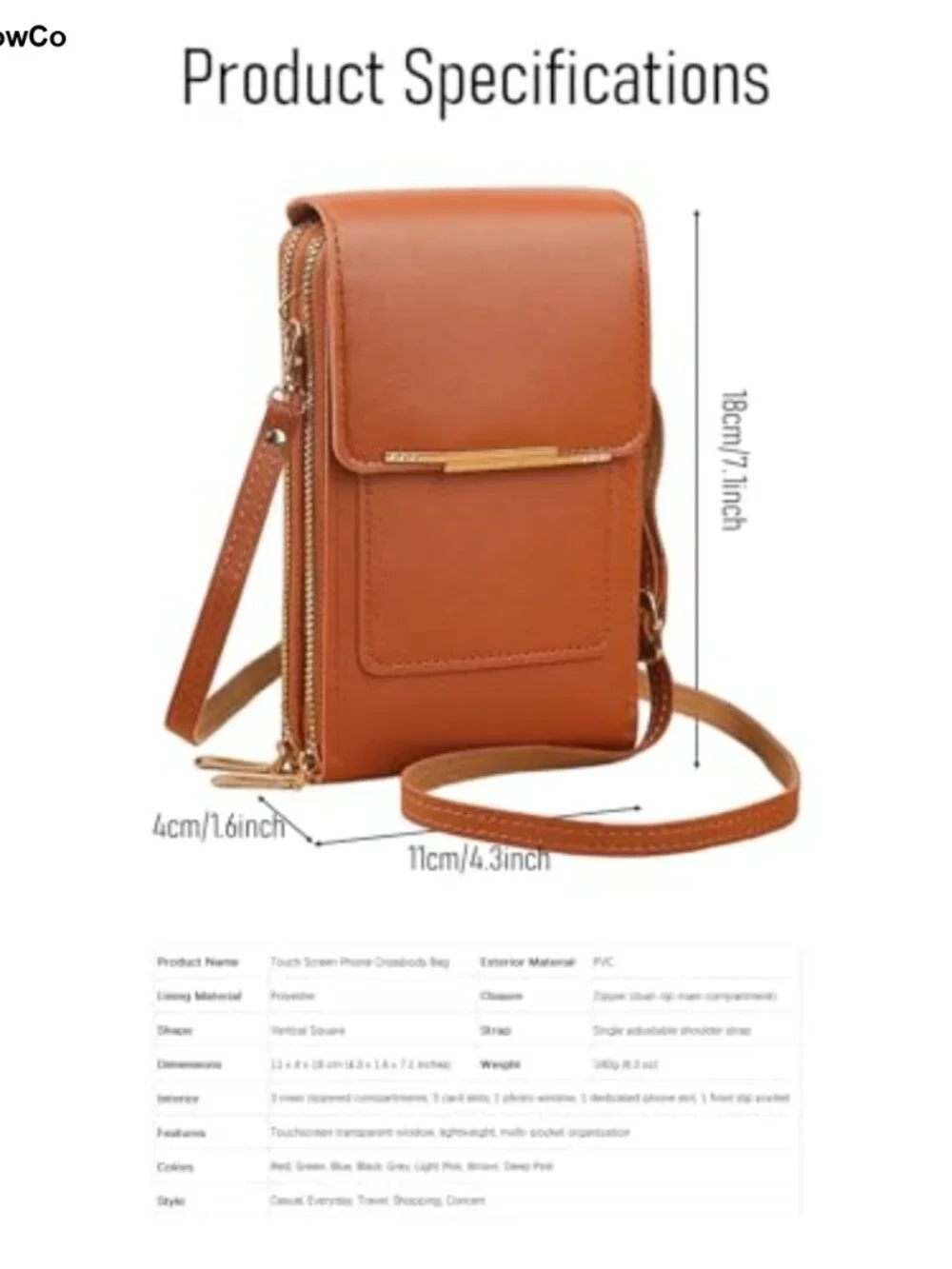 Women's Touch Screen Messenger Bag Crossbody Clear Window Phone Purse Faux